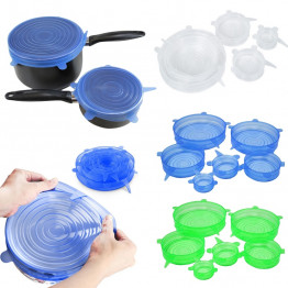 6PCS/Set Universal Silicone Lids Stretch Suction Cover Cooking Pot Pan Silicone Cover Pan Spill Lid Stopper Home Bowl Cover