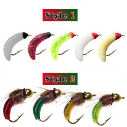 8/12/24Pcs #10 Brass Bead Head Fast Sinking Caddis Nymph Fly Trout Fishing Flies Artificial Insect Fishing Bait Lure