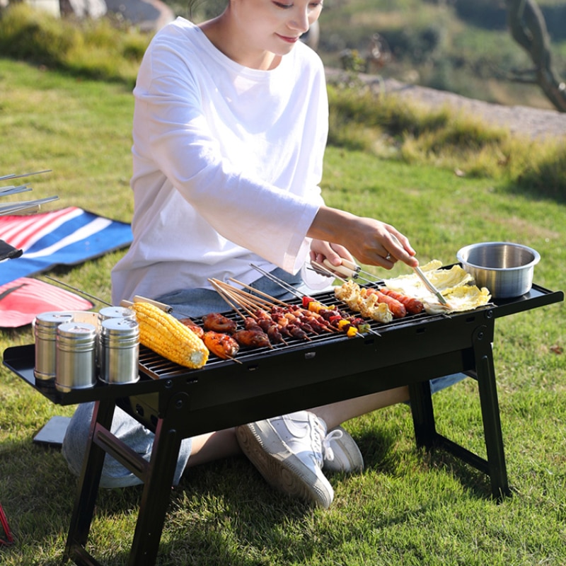 Charcoal-Grill-Barbecue-Portable-BBQ-Stainless-Steel-Folding-Grill-Tabletop-Outdoor-Smoker-BBQ-For-P-1005001651711935