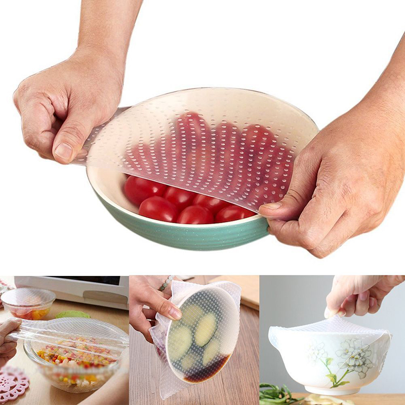 High-Quality-4Pcs-Reusable-Silicone-Food-Wraps-Seal-Cover-Stretch-Multi-functional-Food-Saran-Wrap-K-32362390533